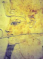 Фрагмент рельефа с изображением царя из Ком эль-Хеттана. Музей храма Мернептаха в Курне