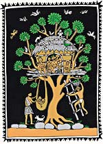 Дом на дереве – жилище урали в Нилгири. Современная народная живопись Тамилнада